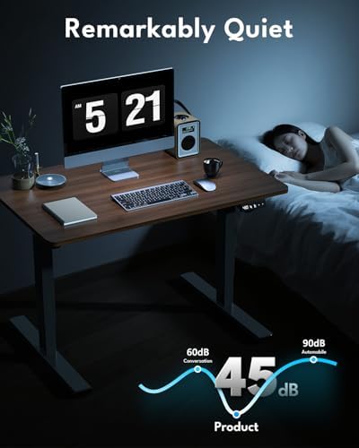 Electric Standing Desk, Gaming Desk, 40 x 24 Inch, Walnut