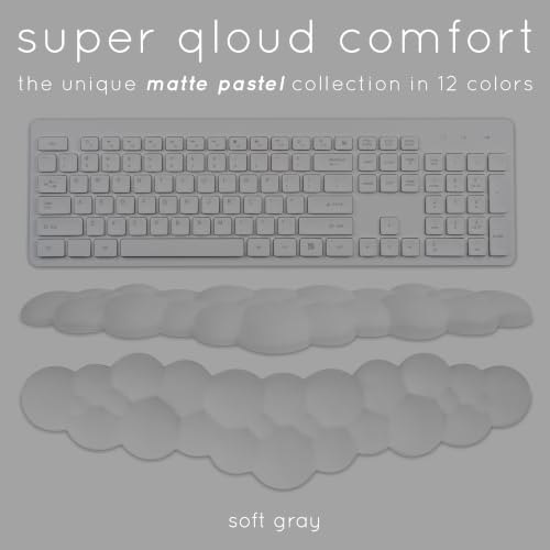 Cloud Keyboard Wrist Rest – Create-ables Qloud Cloud Wrist Rest for Computer Keyboard and Mouse, Ergonomic Memory Foam Wrist Pad with Non-Slip Base, Includes Cloud Mouse Pad – Gray