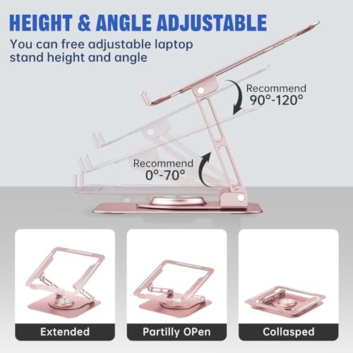 Laptop Stand for desk(360°Rotating),Aluminum laptop Riser for 10-16"Laptops