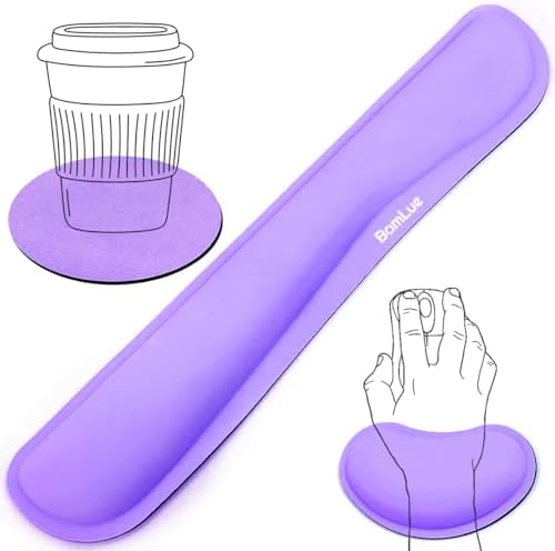 BamLue Keyboard Wrist Rest, BamLue Memory Foam Pad Set for Easy Typing & Pain Relief for Laptop, Office & Home, Ergonomic Sets for Keyboard, Gel Mouse Wrist Rest, Smooth Fiber Cushion Wrist Support