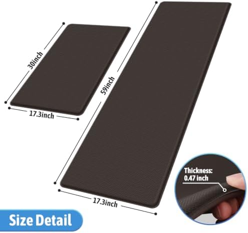 StepLively Kitchen Mat for Floor 2 PCS, Anti Fatigue Rugs, Chocolate