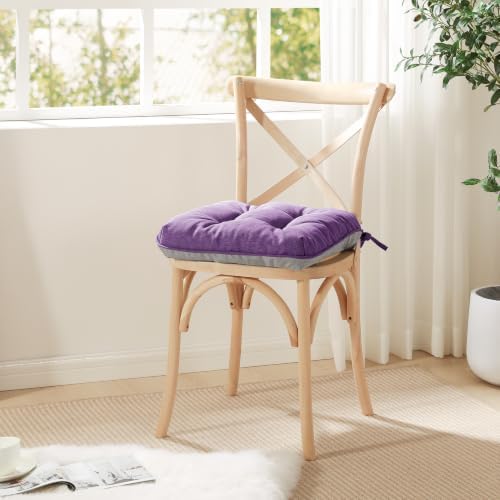 Love's cabin Memory Foam Chair Cushions Set of 4, 15.5 Inch, Purple