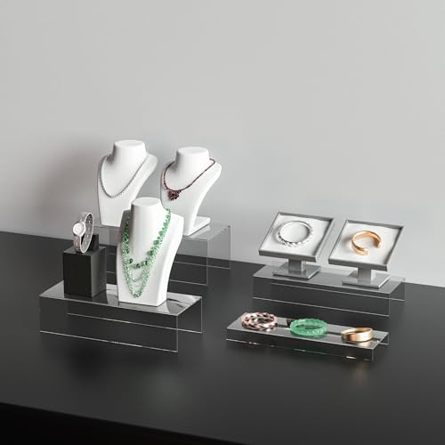 Sezanrpt Clear Riser Display Shelf 3pcs, Desktop Rectangular Acrylic Display Shelves Storage Organizer, Acrylic Stands for Funko Pop Figure, Bags, Shoes, Spice Jars, Skincare, Cosmetics - 12-2'', 3'',