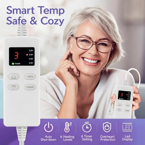 Electric Heating Pad for Back & Period, 6 Heat Settings Auto Off