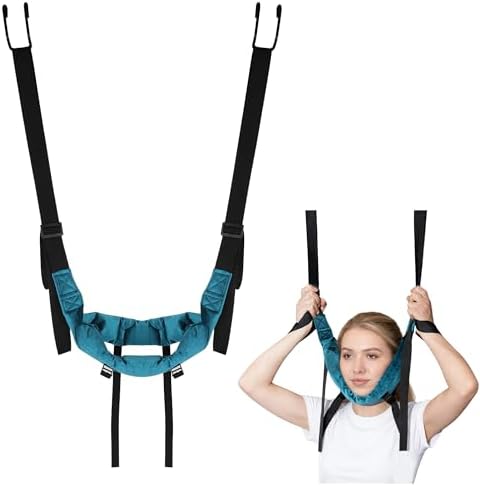 Cervical Neck Traction Harness Device with Hook Adjustable Portable Over The Door Neck Stretcher Hammock with Pull Ring for Home Physical Therapy Decompression Nursing Supplies(Hook Design)