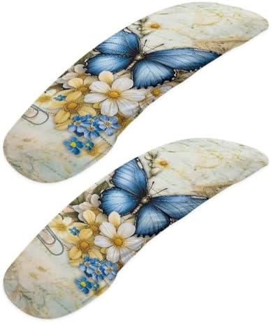 Butterfly Flower Print Chair Arm Rest Covers Set of 2, Non Slip Dust-Proof Office Desk Chair Arm Covers Protectors, Comfy Breathable Computer Chair Slipcover for Desk Chairs Arm