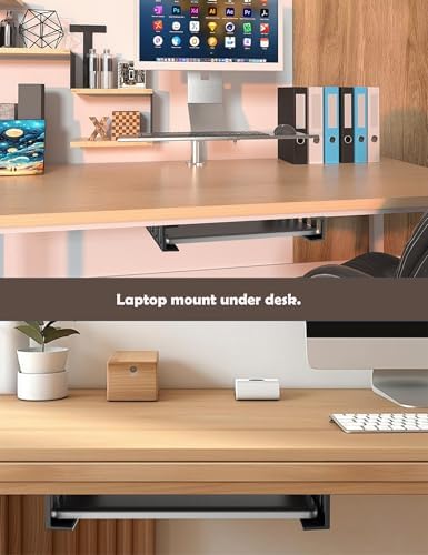 Under Desk Laptop Holder, Under Desk Rack, (Black)