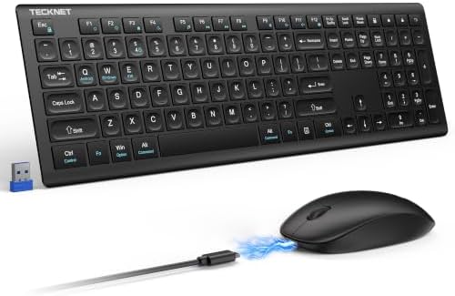 TECKNET 2.4G Rechargeable Ultra-Slim Wireless Keyboard and Mouse Combo