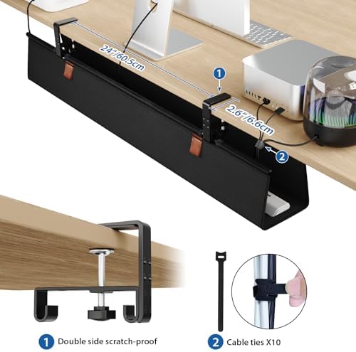 Zilink Under Desk Management Tray Desk Cable Organizer 40 inch, Black