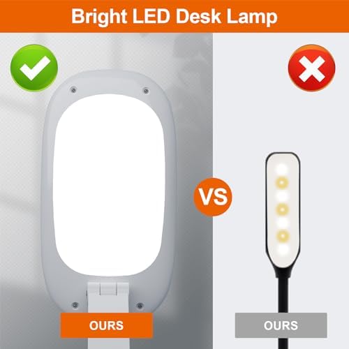 Akejrym LED Desk Lamp for Office Home & Battery Operated Lamp Rechargeable Lamp Foldable & Portable Light, [2-Fold Bracket] 3 Brightness Dimmable Small Desk Lamp Wireless Reading Lamp (White)