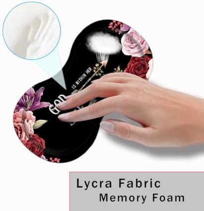 Mouse Pad with Wrist Support + Desk Mat + Coaster 3 in 1 Set, XXL Large Gaming Mousepad Ergonomic Mouse Pads for Desk Computer Laptop Office,Flower Bible Verse Psalm 46-5