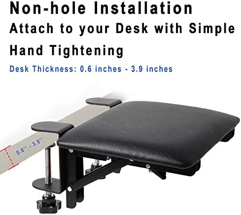 eulps Foldable Arm Rest for Desk, Clamp-On Desk Arm Support Pad with Soft PU Leather Cushion, Ergonomic Wrist & Forearm Rest for Computer Typing, Mouse Use, Gaming, Home Office