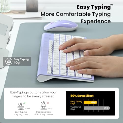 cimetech Wireless Keyboard and Mouse Combo - Purple White