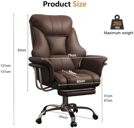 Big and Tall Office Chair 550 lbs Extra Wide Leather Executive Chair with Retractable Footrest, Heavy-Duty Ergonomic Chair, Adjustable Height Computer Gaming Chairs