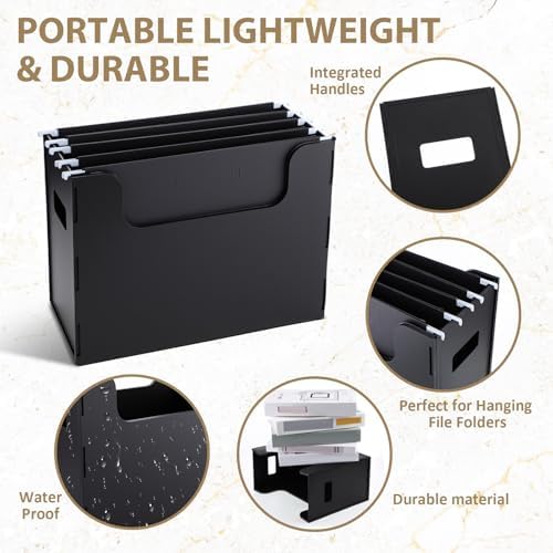 2 Pcs Portable Desktop File, Filing Organizer, Black