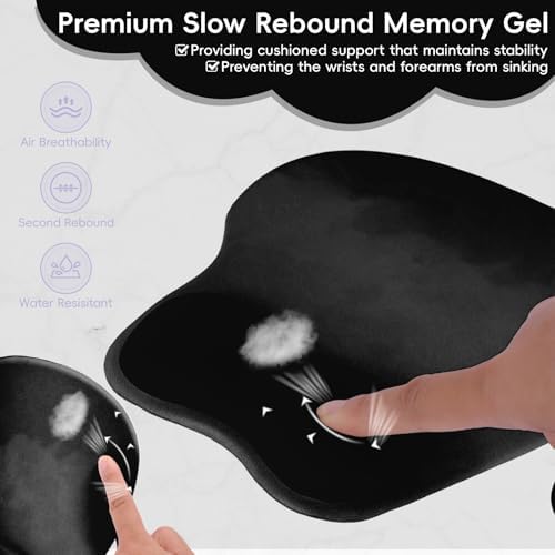 Ergonomic Mouse Pad,Non Slip Mousepad Wrist Rest Support for Office, Computer, Laptop & Mac(A-Black)