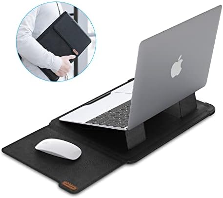 Nillkin Laptop Sleeve 15.6 inch (3-in-1), MacBook Sleeve with Adjustable Stand & Mouse Pad, 2 Stand Modes, 15 inch Laptop Case, MacBook Accessories, Slim for Chromebook/HP 13-15.6, Black Texture