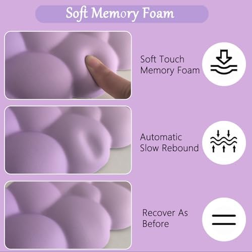 Purple Cloud Mouse Pad Cloud Keyboard Wrist Rest for Computer Keyboard Extended Large Desk Mat Pad Set 4PCS Memory Foam Non-Slip Ergonomic Cute Gaming Mouse Pads Wrist Support for Laptop Home Office