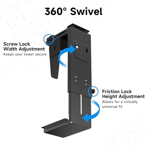 Pholiten Under Desk CPU Mount, 3.94 to 11.61" Wide, Max Load 44Lbs