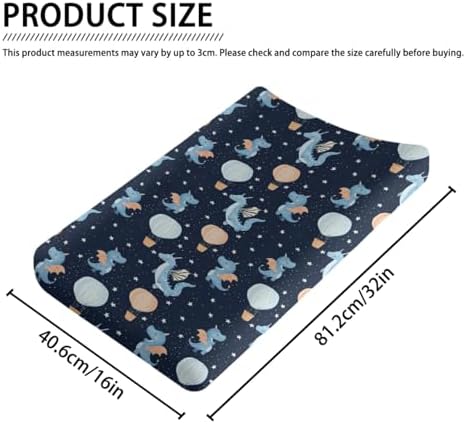 Cartoon Dragons Hot Air Balloons Stars Baby Changing Pad Cover,Unisex Dragon Nursery Diaper Changing Table Pad Mat Sheet for Boys Girls-16x32