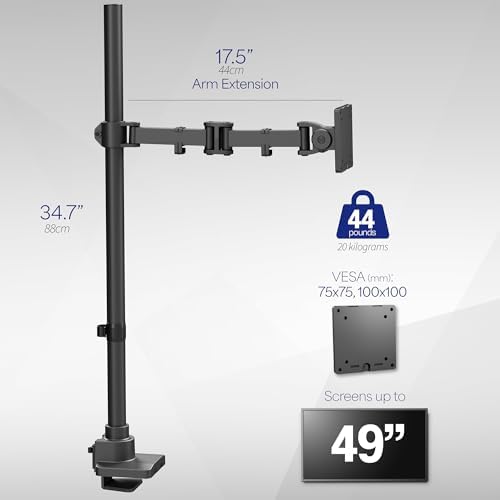 VIVO Black Single Monitor Desk Mount, Up to 49 in Ultrawides, STAND-V100T