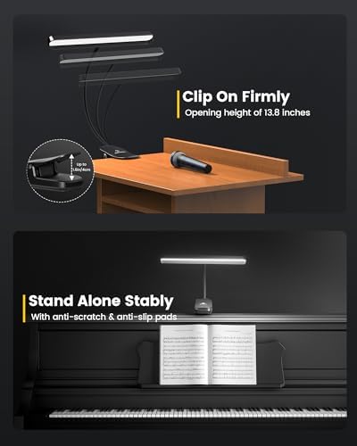 Glocusent 81 LED Music Stand Light, 3 Color & 5 Brightness Piano Lamp