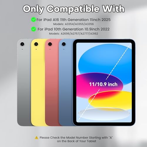 YBING for iPad A16 Case with Keyboard & iPad 10th Generation 10.9" 2022, 360 Rotation Magnetic Cover with 7-Color Backlit Wireless Detachable Keypad with Pencil Holder (Yellow)
