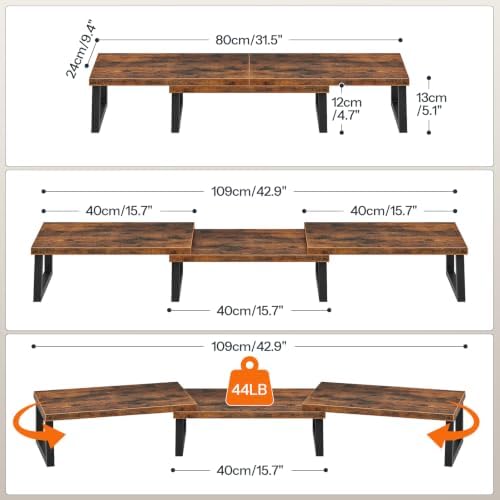 HOOBRO Dual Monitor Stand Riser, Computer Monitor Stand for PC,Rustic Brown