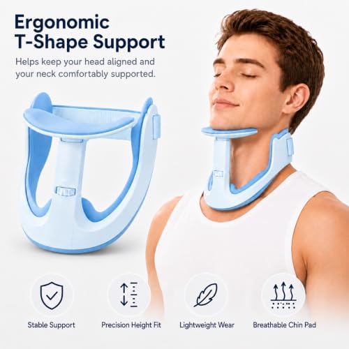 Neck Brace Posture Corrector, Memory Foam Cervical Collar for Pain Relief & Neck Hump, Adjustable Neck Support for Office, Travel & Daily Use - Soft Breathable, Men Women