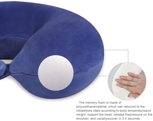 Travel Pillow, Neck Pillows for Airplanes, Memory Foam, Vivid Blue