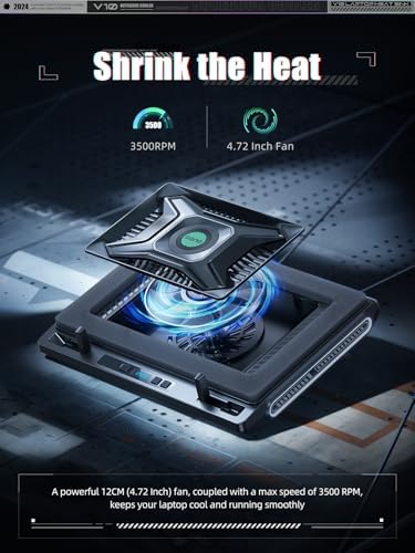 llano Laptop Cooler, Gaming Laptop Cooling Pad with 3500RPM Turbofan