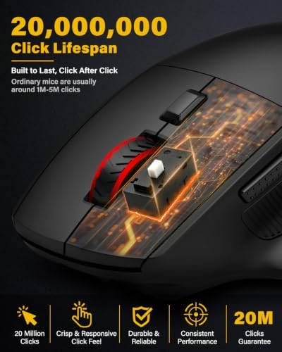E-YOOSO X54 Ergonomic Mouse, Rechargeable Wireless & Bluetooth Mice, 12KDPI
