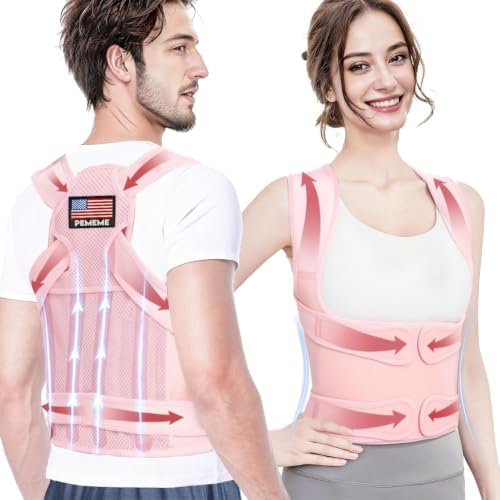 Posture Corrector for Women and Men - Adjustable Back Brace for Pain Relief - Enhances Posture and Provides Lumbar Support - Upper and Lower Back Straightener - Breathable Back Support (Small, Pink)