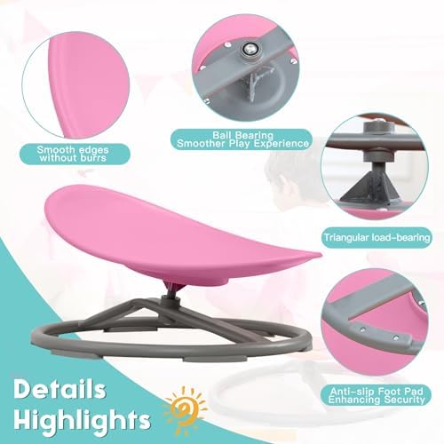 BABAMU Spinning Chair for Autistic Kids, Sensory Swivel Chair, 220LBS Weight Capacity, Autism Sensory Products, Autism Toys, Sensory Toy (Pink, Egg)