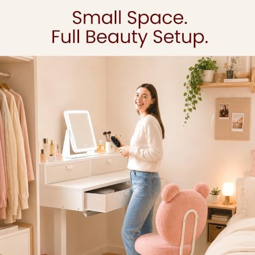 HUANUO 32-Inch Electric Height Adjustable Vanity Desk with 4 Drawers