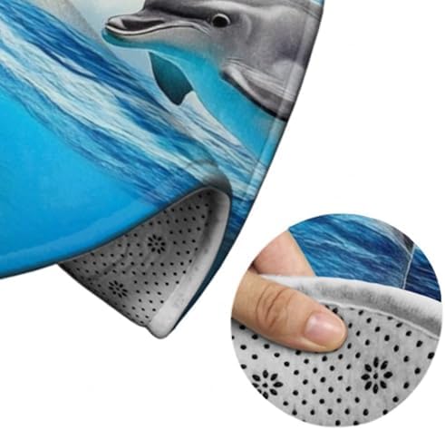 Room Sofa Yoga Soft Round Carpet, Home Decor Non Slip Kitchen Office Circle Rug, Machine Washable Modern Round Area Rug Blue Ocean Underwater World Dolphin Art, 60inch