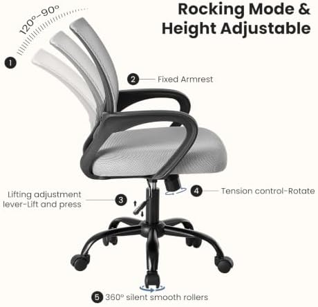 DUMOS Ergonomic Office Chair, Mid-Back Executive Desk Chair 2 Pack