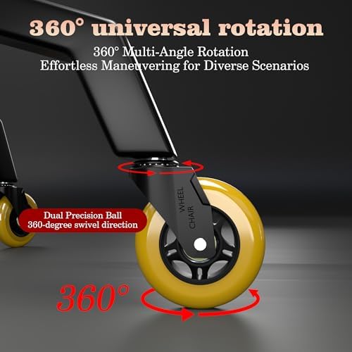 Office Chair Wheels Replacement,3" Rubber Desk Chair Wheels 7/16" Stem,Universal fit for Most Rolling/Gaming Chairs,Floor Protection for Carpet/Hardwood/Tile,Smooth&Quiet Rolling,Set of 5