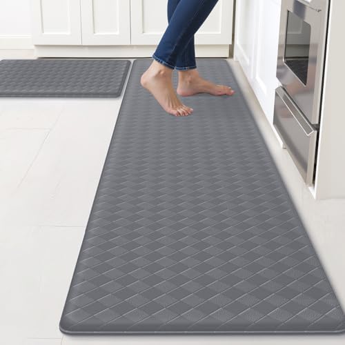 TranquilRelax Kitchen Mats, Cushioned Mats with Extra-Long Runner, Grey