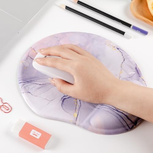 Mr. Pen- Ergonomic Mouse Pad with Wrist Rest, Pink Marble Luxe Design