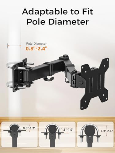 suptek Single Monitor Arm for Desk Mount Stand,Adjustable Monitor Arm for 13 to 32 inch Screen,Load Capacity 22lbs, Pole Adjustable Supports 0.8-2.4 Inch, VESA 75/100mm Black(MD6DBG)