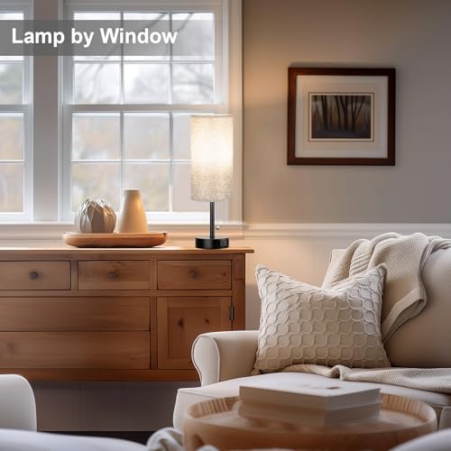 Grey Bedside Lamp for Bedroom Nightstand - Small Table Lamp Set of 2