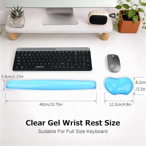 Gel Keyboard Wrist Rest Set Plus - ABRONDA Keyboard & Mouse Wrist Support Pad Office, Computer, Laptop, Mac - Durable, Comfortable and Pain Relief- Blue Set