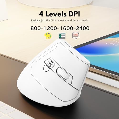Uineer Ergonomic Vertical Mouse, 2.4G Wireless Mouse, Rechargeable, 4-DPI