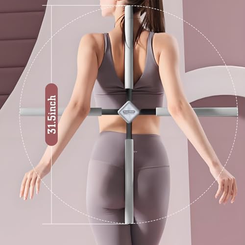 Yoga Stick- Posture Corrector Stick for Back Pain Relief - Upper & Lower Back Stretcher and Straightener Tool for Men and Women - Portable Mobility Stretch Pole for Neck Hump, Spine Alignment & Home Workout