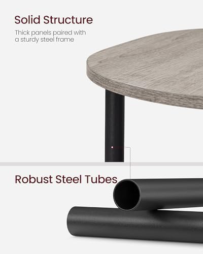 VASAGLE Side Table, Small End Table, Tall Nightstand, Steel Frame