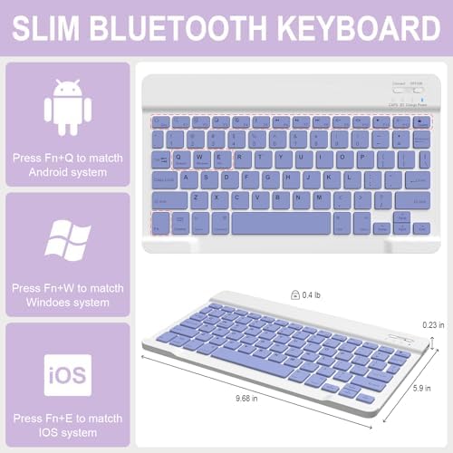 iPad 11th/10th Generation Case with Keyboard, Wireless Keyboard Cover for iPad 11 inch 2025 & 10.9 inch 2022, Detachable Magnetic Folio with Pencil Holder Auto Sleep/Wake Violet Marble