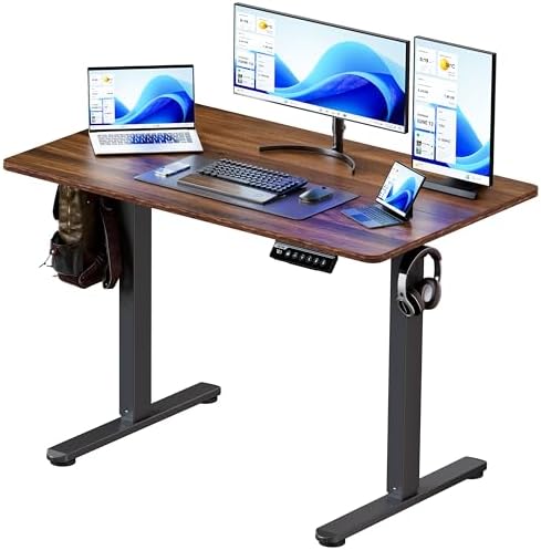 BIZUM 40x24 Inch Electric Standing Desk with Memory Presets, Quiet Motor Height Adjustable Stand Up Desk for Home Office & Gaming, Ergonomic Sit Stand Workstation，Walnut