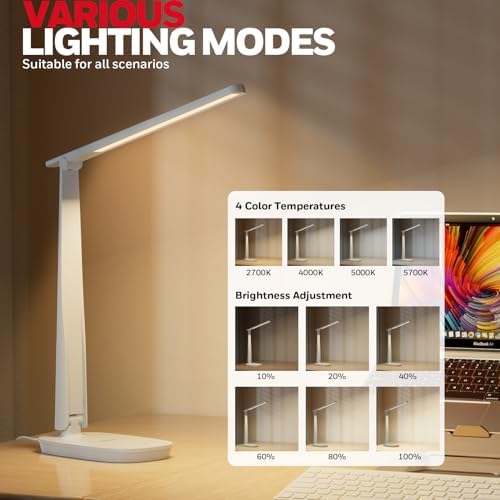 Honeywell HWT-H2 LED Desk Lamp, Eye-Caring Full Spectrum, USB Charging