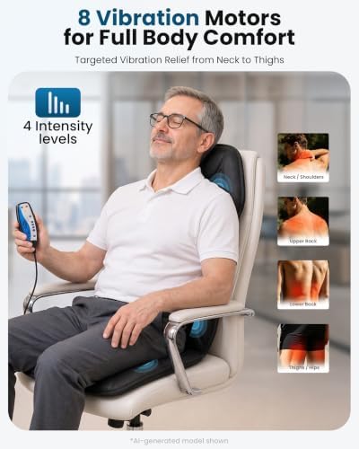 COMFIER Back Massager with Heat, Vibration Massage Chair Pad with 8 Motors